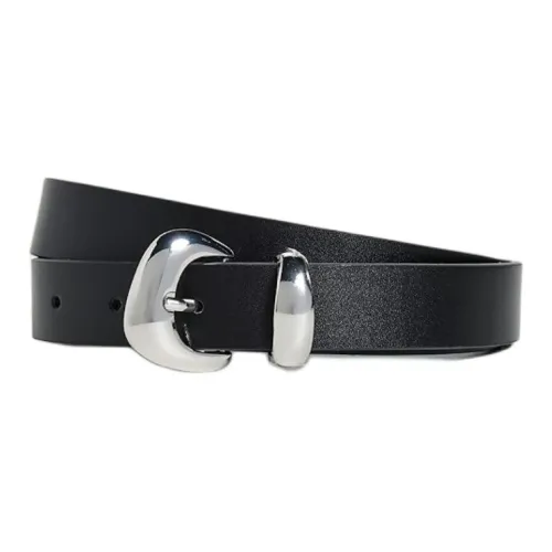 GOOD AMERICAN Artificial Leather, Hardware Accessories Leather Belts Unisex Black Width 3CM