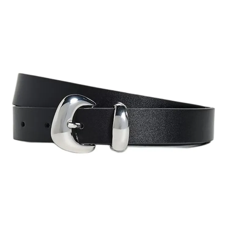 GOOD AMERICAN Artificial Leather, Hardware Accessories Leather Belts Unisex Black Width 3CM-0