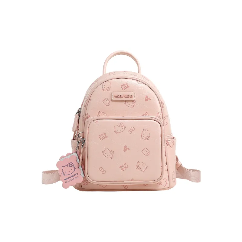 TOUTOU Hello Kitty Collaboration Hello Kitty Synthetic Leather Backpack Women's Cream White/Strawberry Pink-6