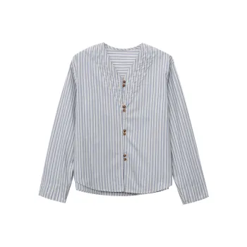 CHARM PICK Shirts Women's Blue Stripes Pattern