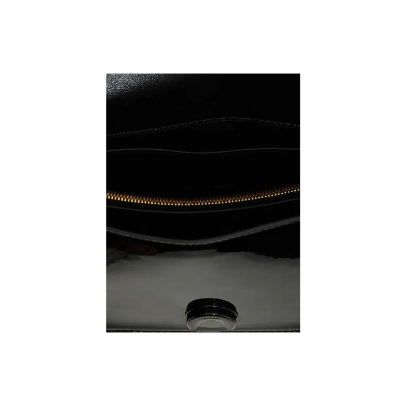 PINKO Leather Shoulder Bag, Crossbody Bag Mini Women's Black-3