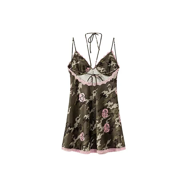 CHUU Slip Dresses Women's Green Camouflage-1