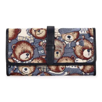 DANNYBEARJEANS Fabric Wallet Unisex Vintage Bear Blue/Gentleman Bear Red/Gentleman Bear Black/Rose Pink