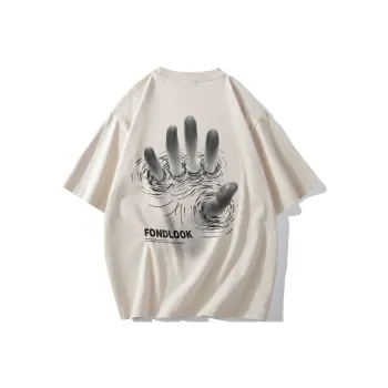 FONDLOOK T Shirts Unisex Light Beige Apricot