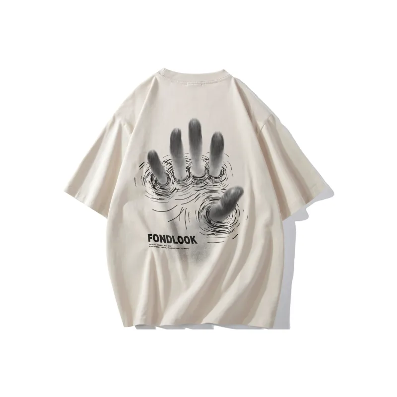 FONDLOOK T Shirts Unisex Light Beige Apricot-0
