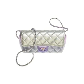 CHANEL Flap Eyeglass Pouch Glass Storage Box Crossbody Bag Women's Iridescent Macaron Color