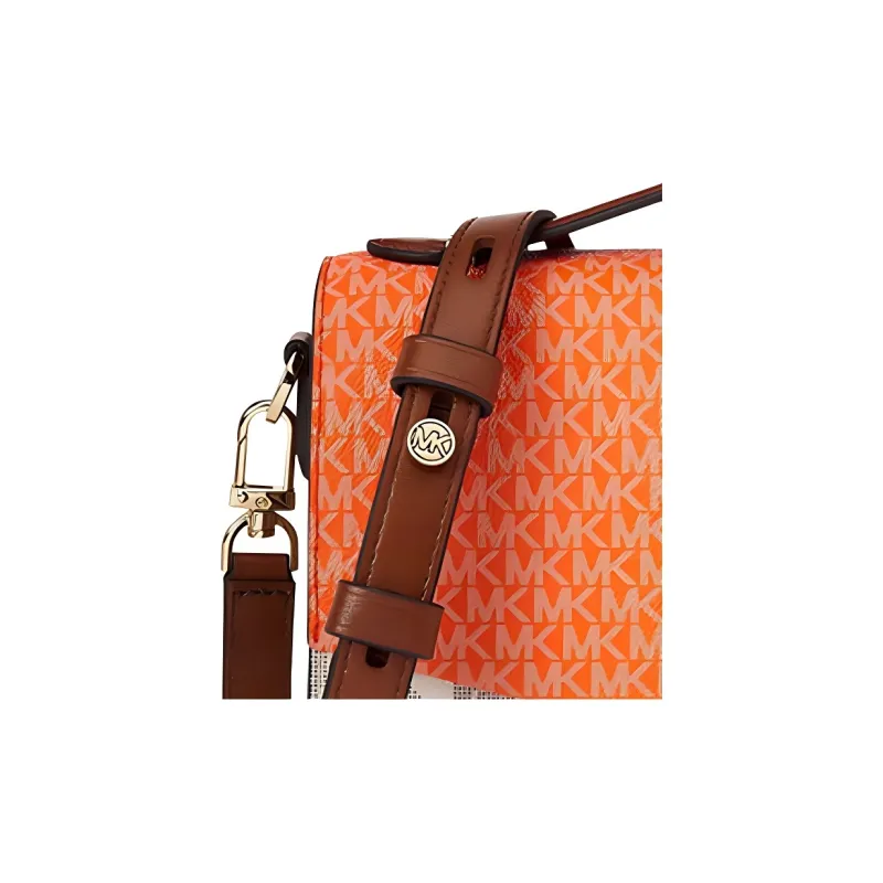 MICHAEL KORS Hendri Artificial Leather Shoulder Bag Crossbody Bag Medium Size Women's Vanilla White & Orange Red-3