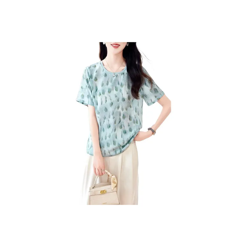 Yi Mengyuan Set in Sleeve Silk T shirt Women's-15