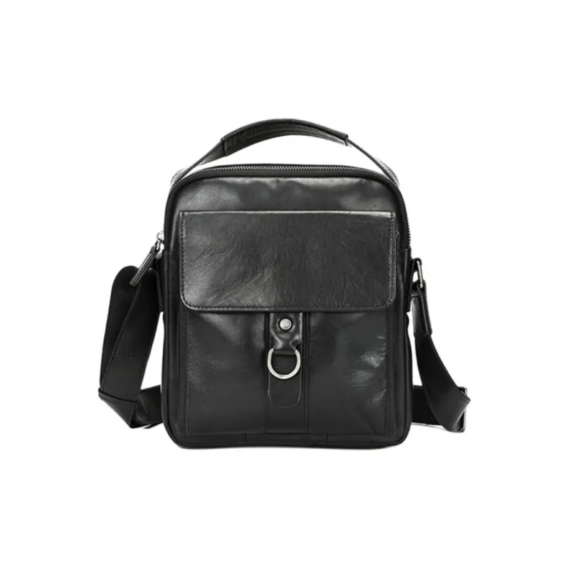 LARTIGENT Cow Leather Crossbody Bag Men's Black-3