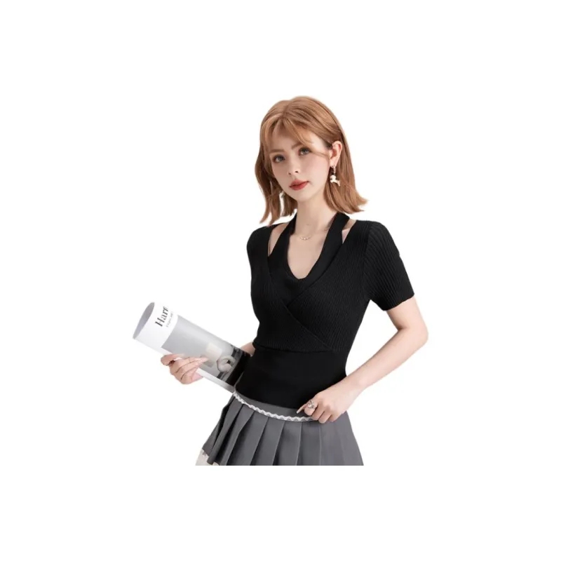 FAWENXIANGZI T Shirts Women's Black-0