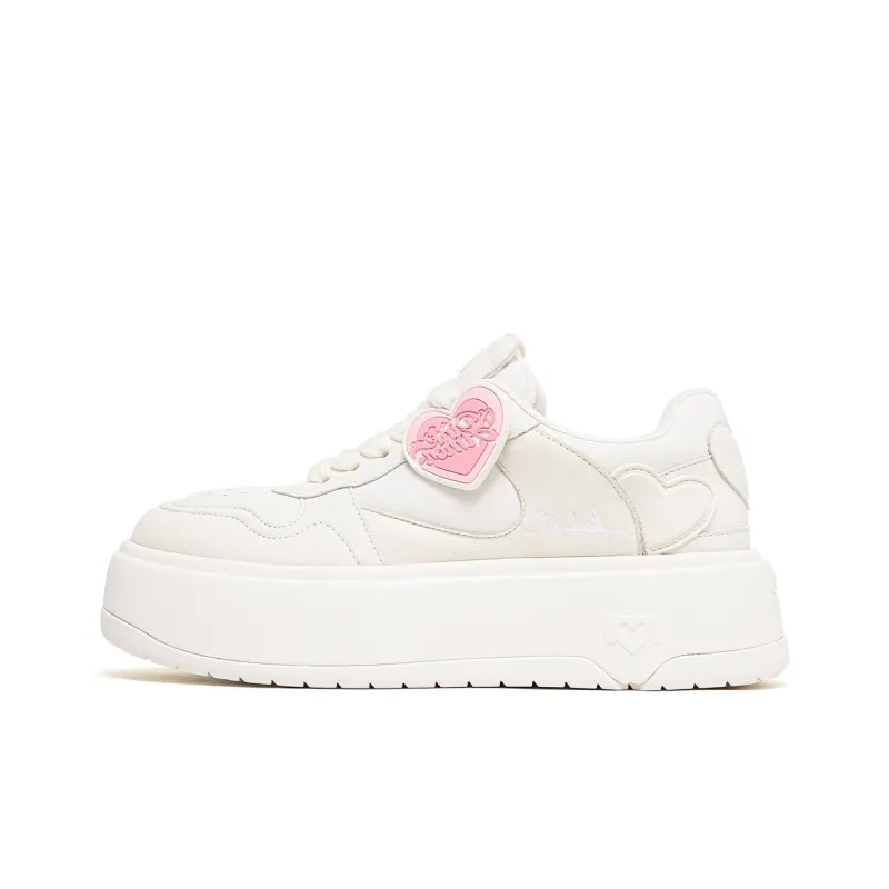 PINK AMOR Height Increasing Low Top Skateboard Shoes Unisex White Angel-0