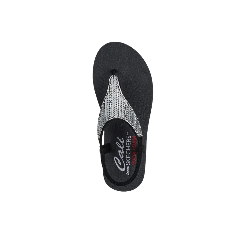 Skechers Meditation One Strap Sandals Women's Black-3