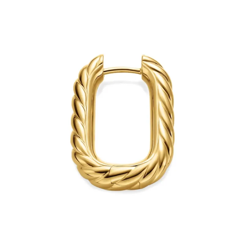 David Yurman 18kt Yellow Gold Sculpted Cable Micro Huggie Hoop Earrings 10.7mm-2