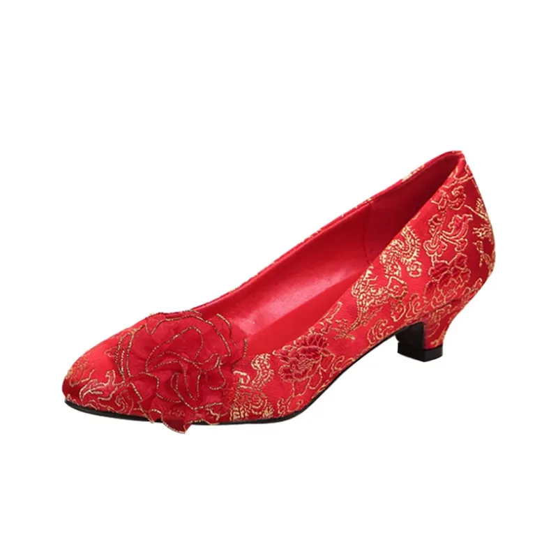 MCKP Slim Heel High Heels Women's Red-1