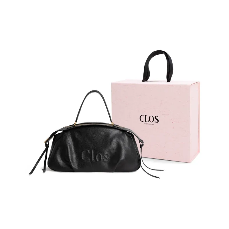 Clos Vegetable Tanned Cow Leather Handbag Large Size Women's Green/Apricot/Black-13
