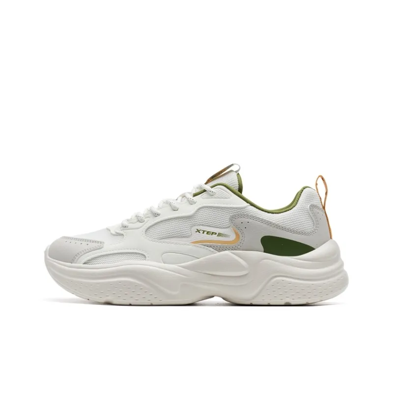 XTEP Lightweight Anti Slip Low Top Chunky Sneakers Men's White Gray-0