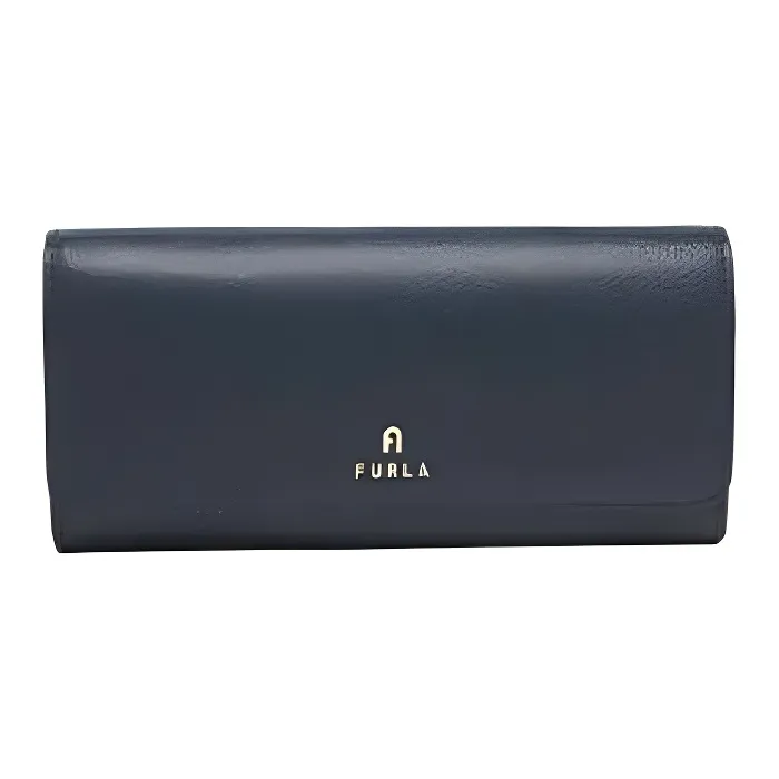 Furla Leather Wallet Women's Marine Blue & Beige-0