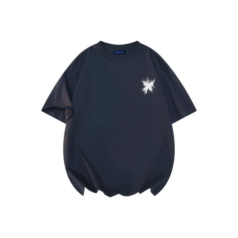 FONDLOOK T-Shirts Unisex Navy Blue-1