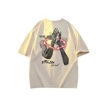 FONDLOOK T Shirts Unisex Light Beige Apricot