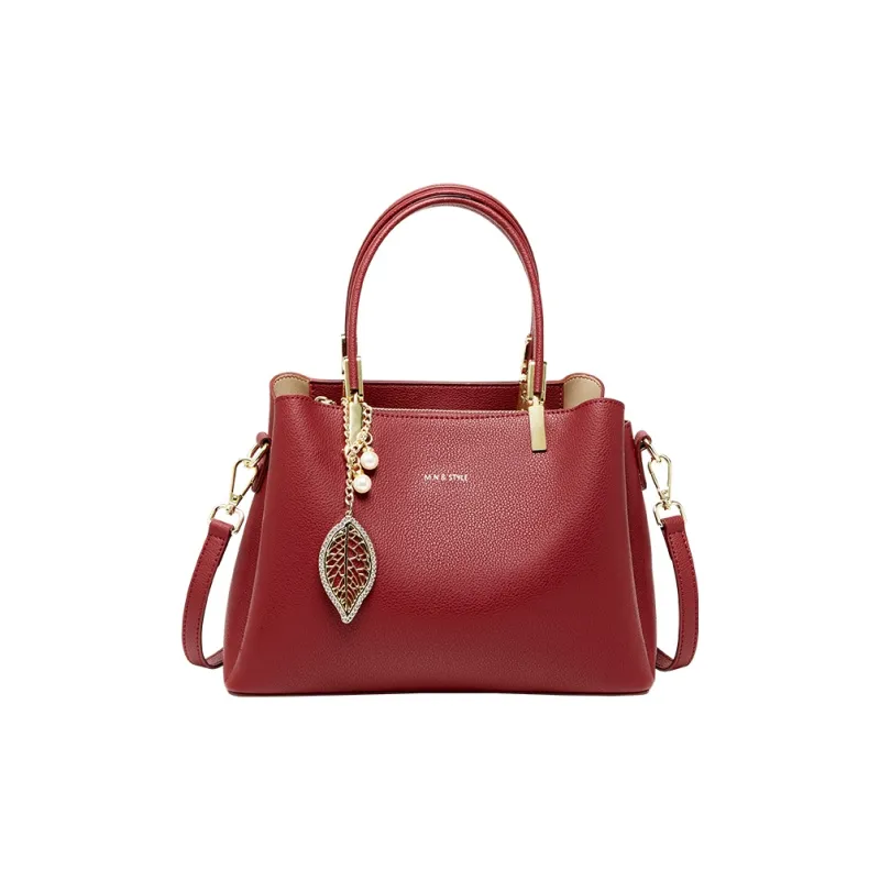 Narandu Cow Leather Synthetic Leather One Shoulder Handbags Regular Women's Midnight Black/Burgundy-7