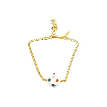 CHANEL 1998 Gold Plated Soccer Ball Charm Bracelet Costume Bracelet