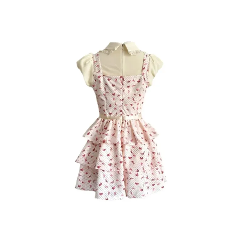 Flowers In Water Short Sleeved Dress Women's-2