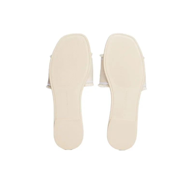 Tommy Hilfiger TH Monogram Rubber Sole Abrasion Resistant Slide Slippers Women's Beige-5