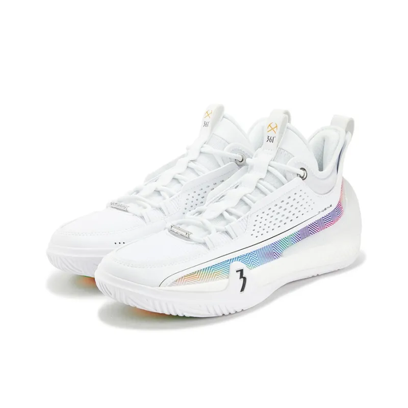 361° Zen 7 Cushioning Coverage Abrasion Resistant Slip Resistant Low Top Basketball Shoes Men's White Blue-2