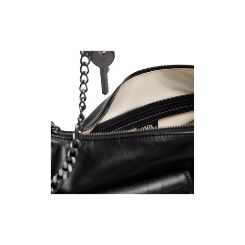 ZARA PU Shoulder Bag Men's Black-3