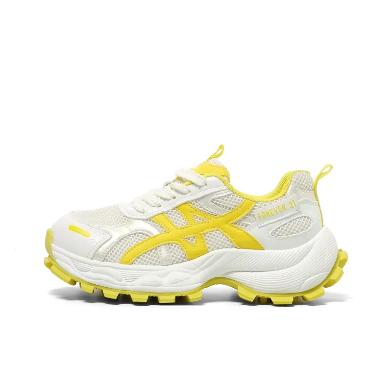 FOREVER 21 Abrasion Resistant Slip Resistant Low Top Chunky Sneakers Women's Yellow-0