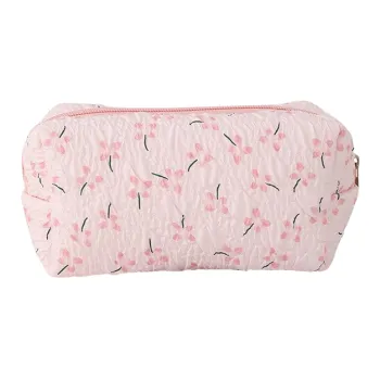 QEEDNS Cream Floral Makeup Bags