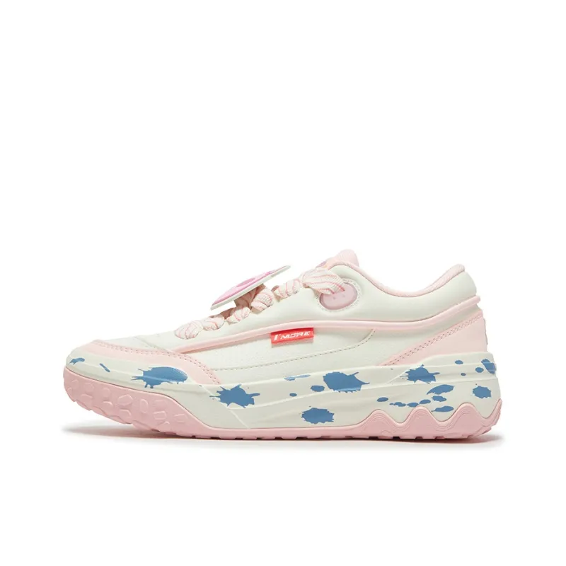 361° Anti Slip Wear Resistant Low Top Skateboard Shoes Women's White Pink-0