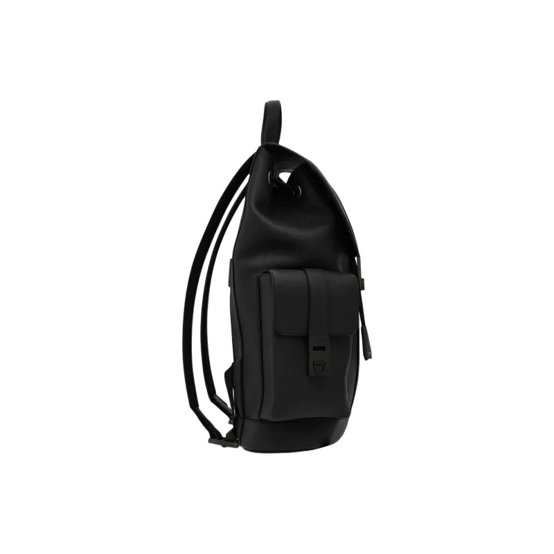FERRAGAMO GANCINI Hammered Texture Calfskin Backpack Men's Black-2