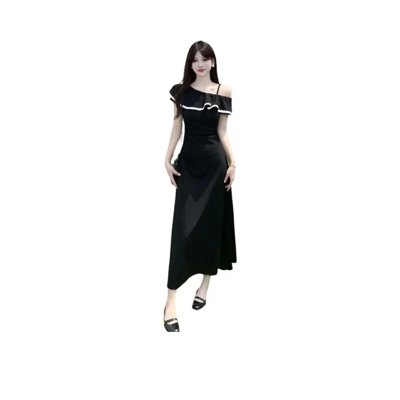 Mu Xiao Xin Slip Dresses Women's Black-0