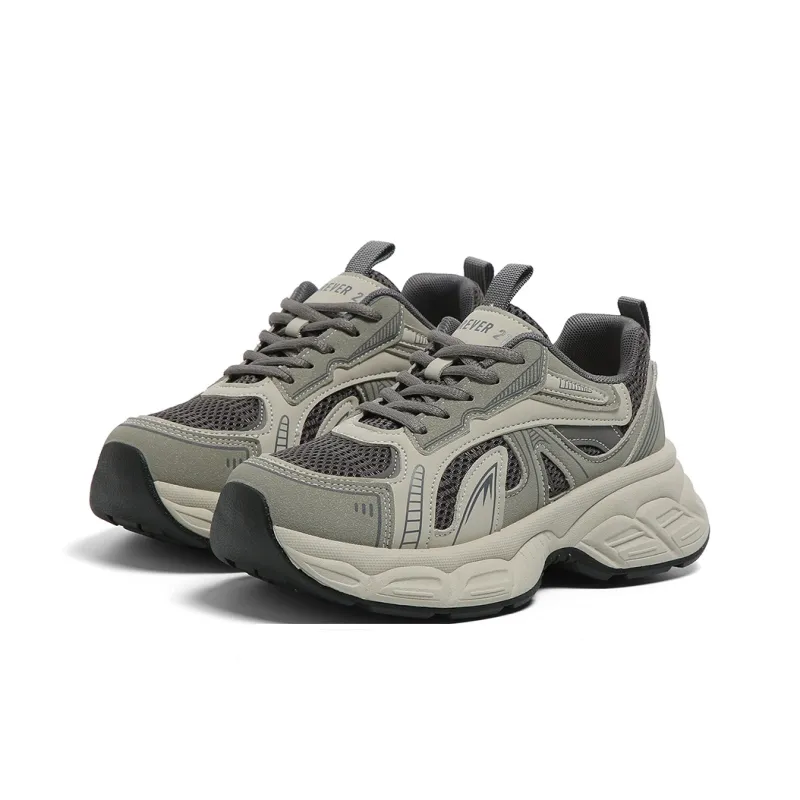 FOREVER 21 Abrasion Resistant Slip Resistant Low Top Chunky Sneakers Women's Gray-2