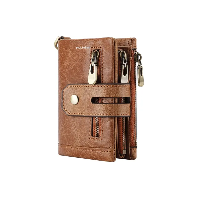 Mulinsen Top Grain Cow Leather Wallet Men's Black/Coffee/Burgundy/Jasper/Brown-6