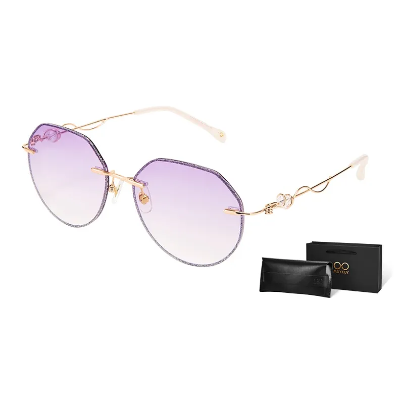 MUYKUY Metal Oval Sunglasses Women's-12