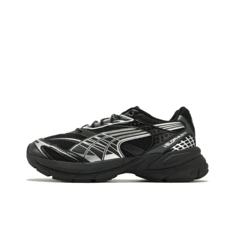 PUMA Velophasis Anti Slip Wear Resistant Low Top Chunky Sneakers Unisex Black Silver-0
