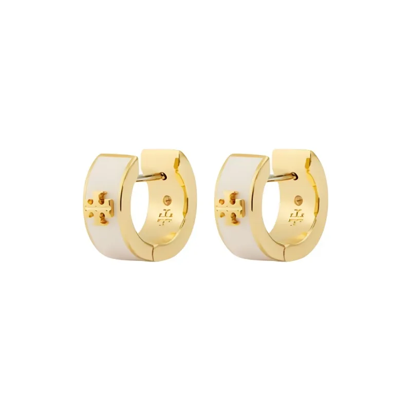 TORY BURCH Kira Enamel Huggie Hoop Earrings-1