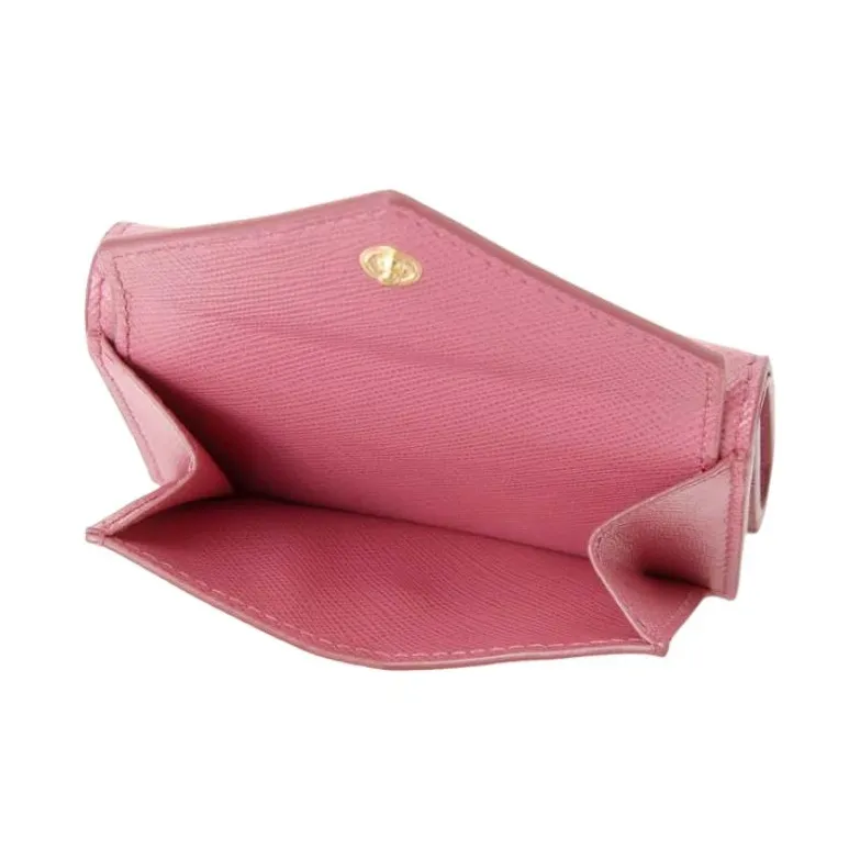 PRADA Saffiano Calfskin Wallet Women's Peony Pink-3