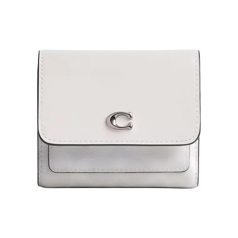 COACH Mira Artificial Leather With Cow Leather Wallet Trumpets Women's White-0