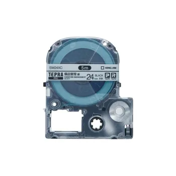 KING JIM Tepra PRO Tape Cassette Device Management Label 24 Mm, Silver/Black Text 5 Meters Long SM24XC Stationery Tape