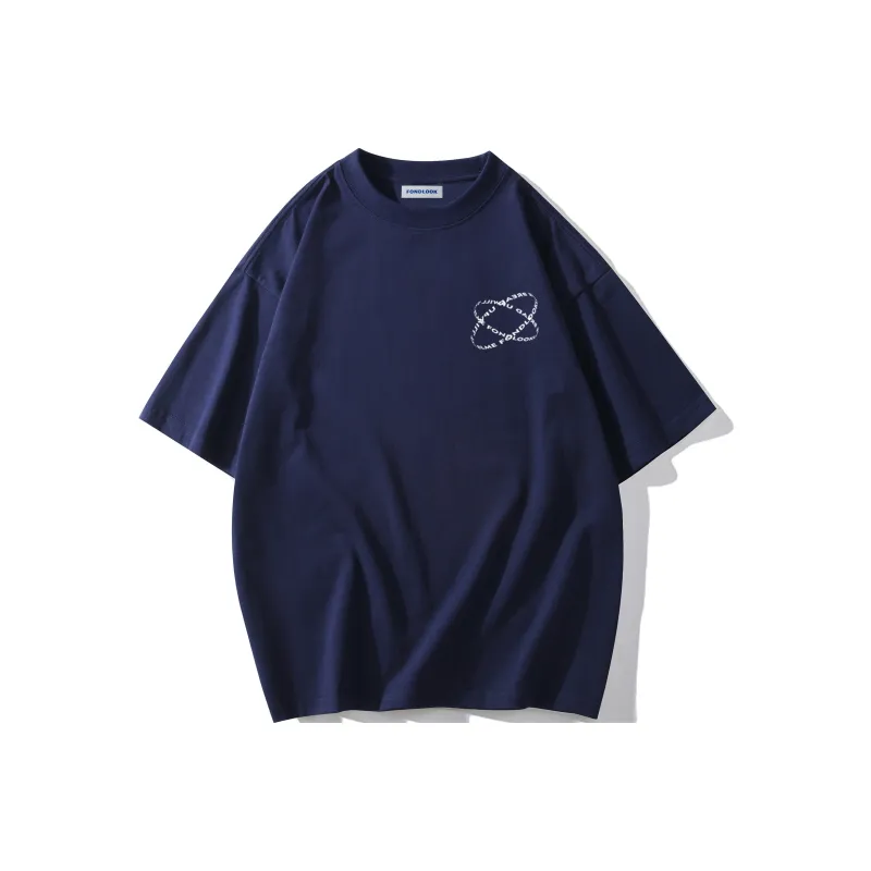 FONDLOOK T-Shirts Unisex Navy Blue-1