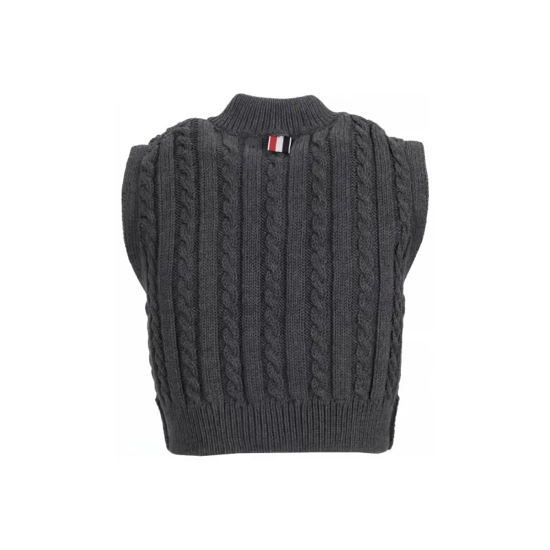 THOM BROWNE RWB stripe Cable knit Vest-1