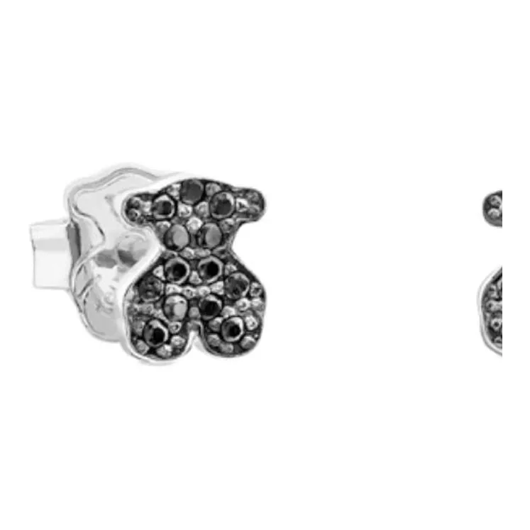 TAOSIXIONG 925 Sterling Silver Stud Earrings Women's Black-1