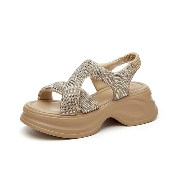 DAPHNE Beach Sandals Women's Apricot, Black-1