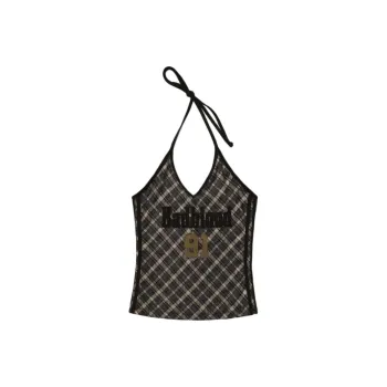Badblood Tank Tops Women's Brown Plaid