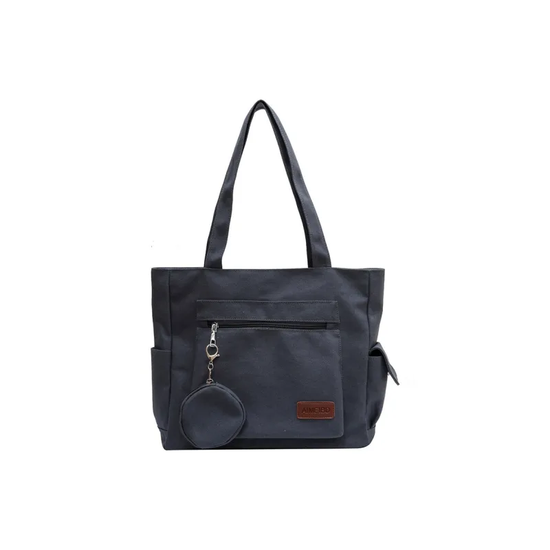 BUBM Canvas Bag, Shoulder Bag Women's White/Navy Blue/Khaki-6