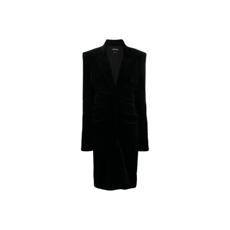 TOM FORD Plunging V neck Velvet Midi Dress-0