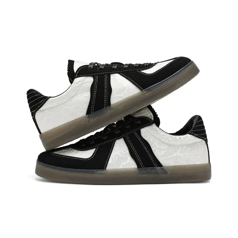 HACKBUTEER Low Top Skateboard Shoes Men's White Black Box Included-3